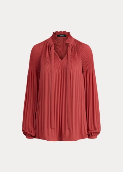 Tops Ralph Lauren Mujer Rosas - Georgette Tie-Neck - JBVCX6458